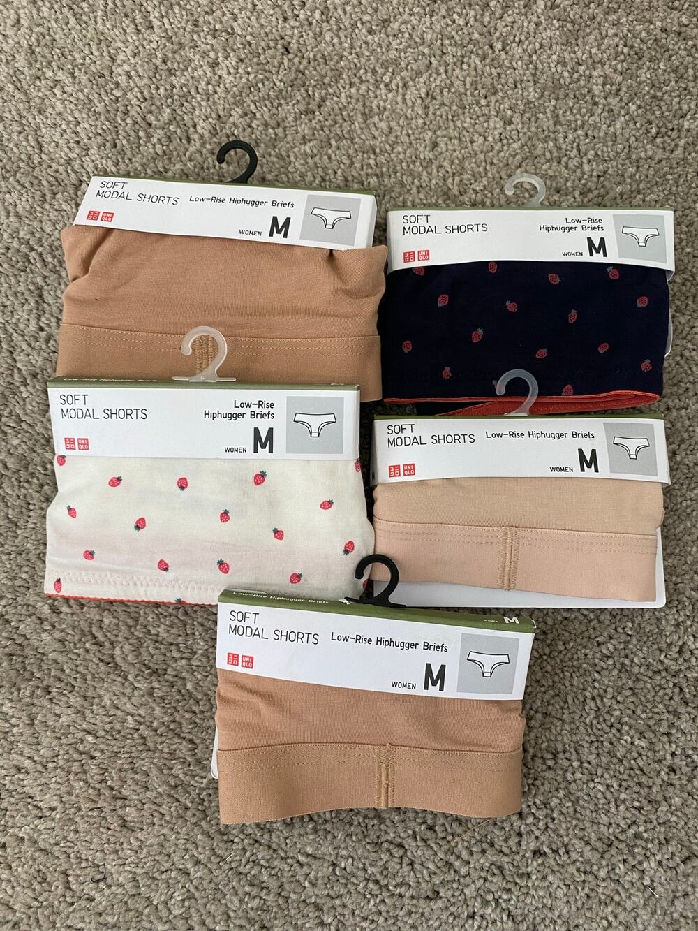 New Uniqlo Soft Modal Low-Rise Hiphugger Brief Underwear 5-Pack Size M Women's
